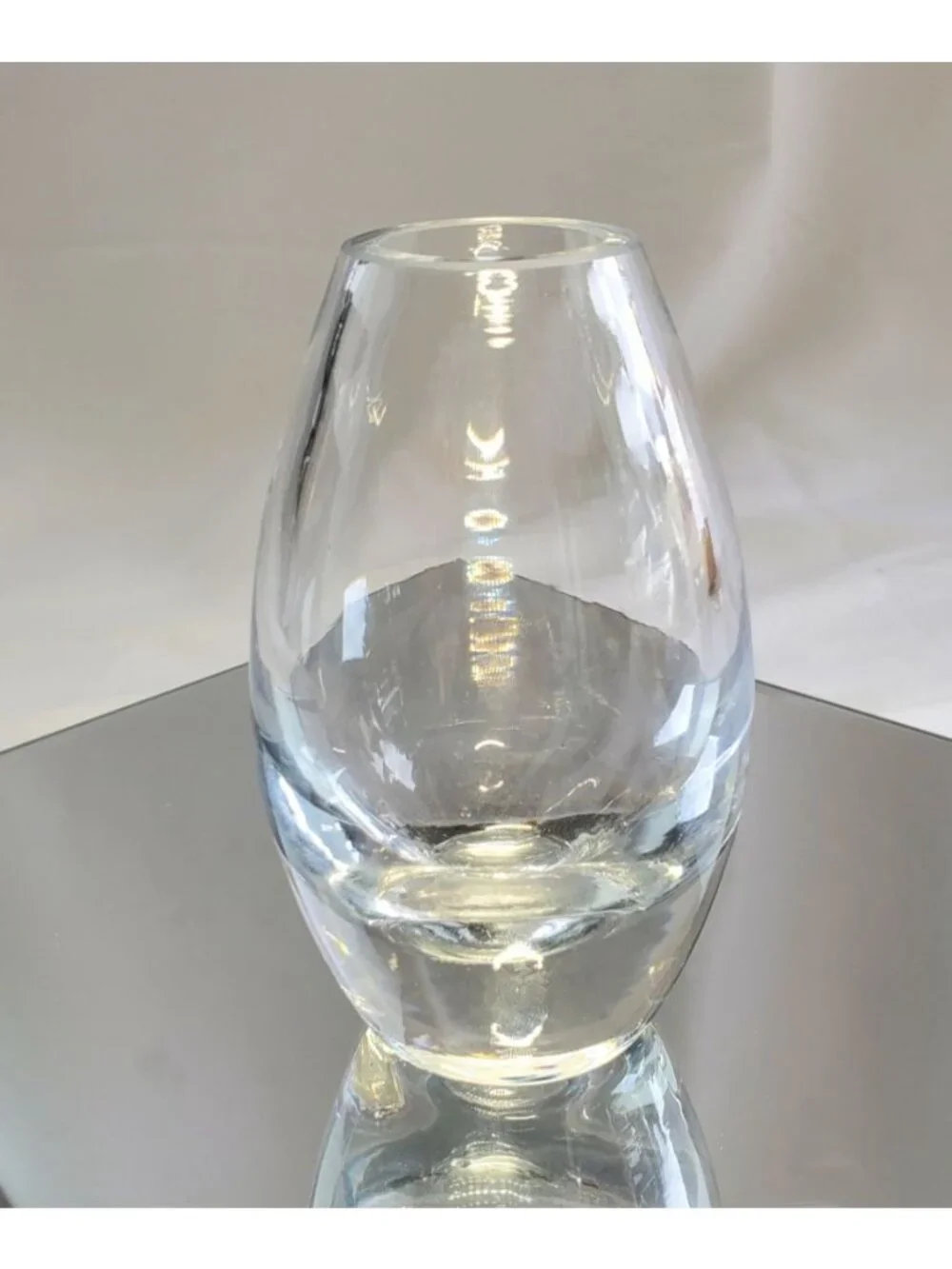 Vintage Swedish Crystal Flower Vase Clear Art Glass Home Decor MCM 4.5